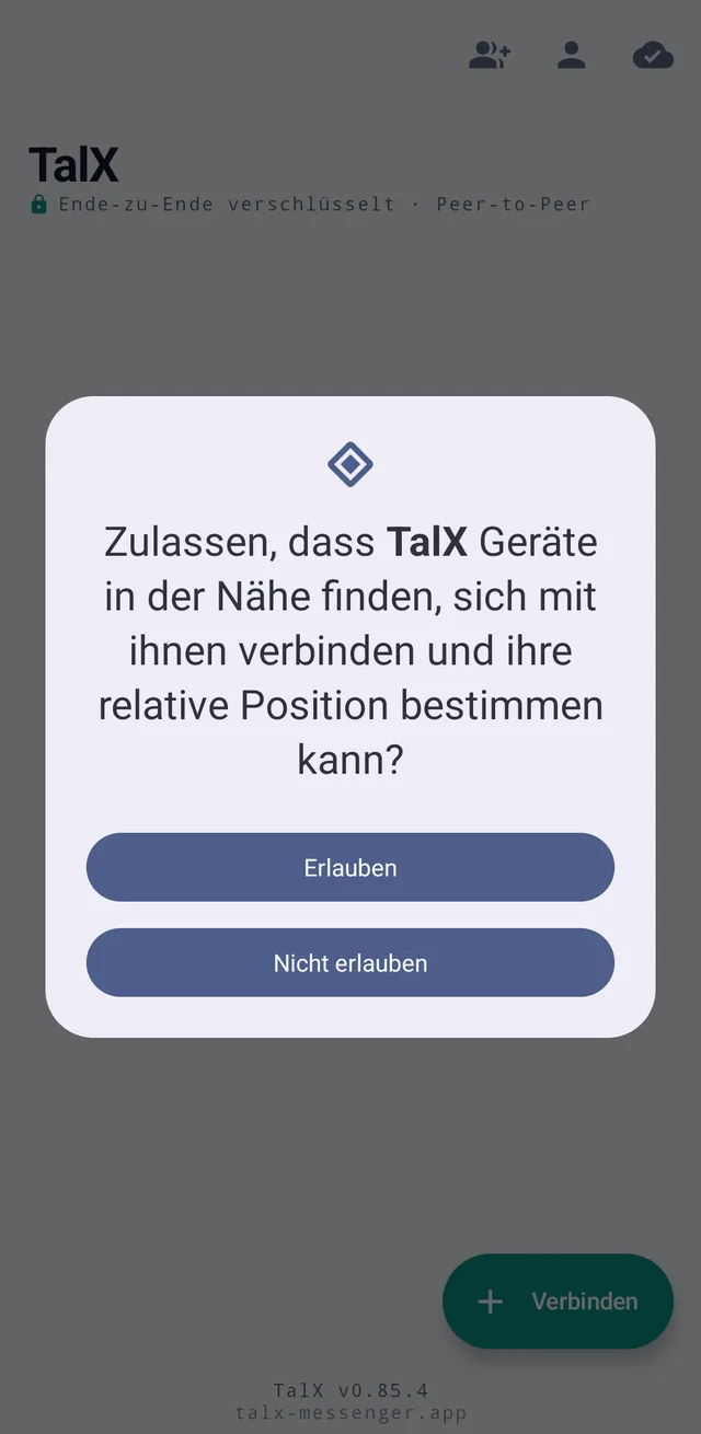 Screenshot aus TalX: Berechtigungen