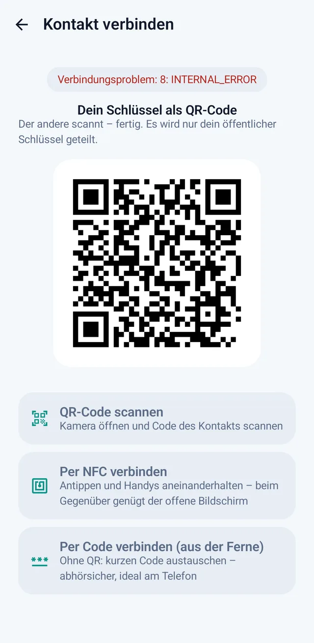 Screenshot aus TalX: Kontakt verbinden