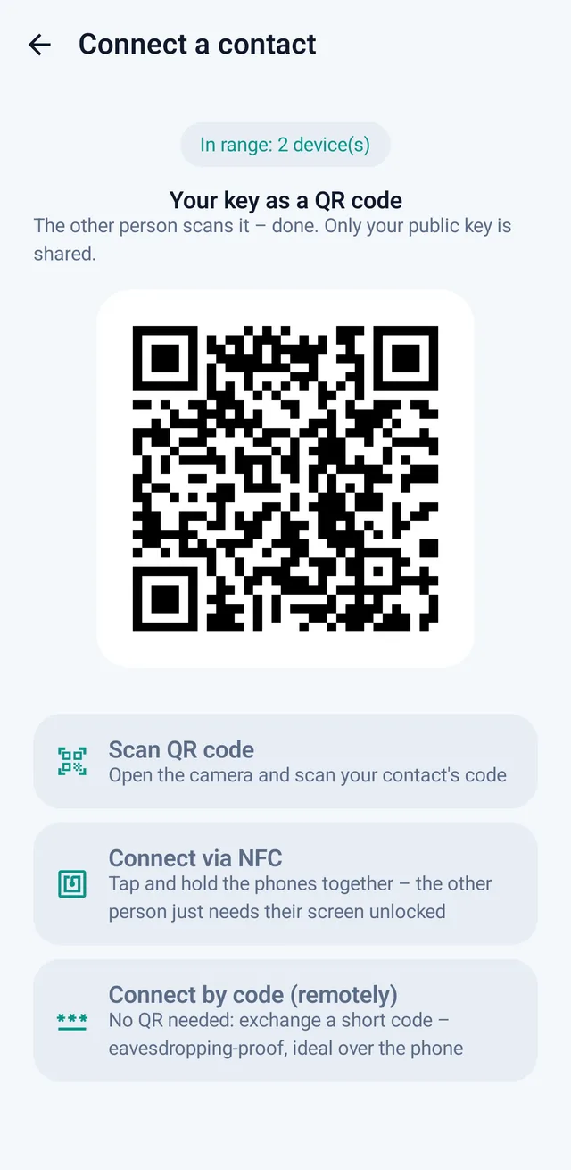 Screenshot from TalX: Connect a contact