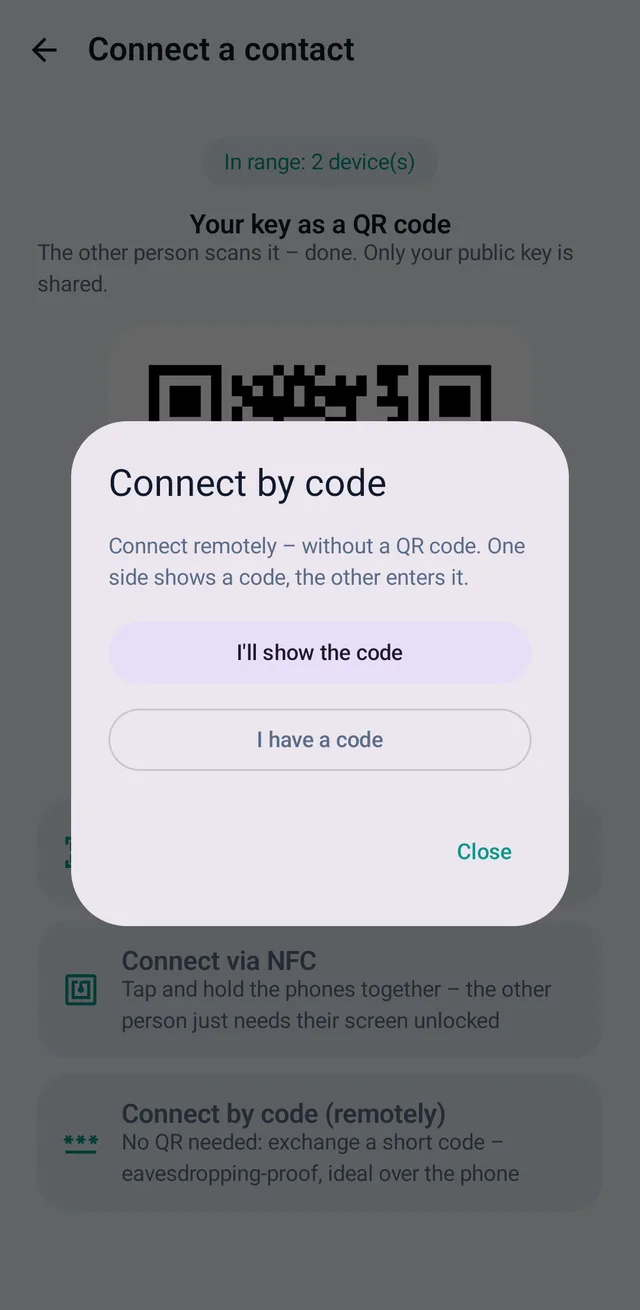 Screenshot from TalX: By code, remotely