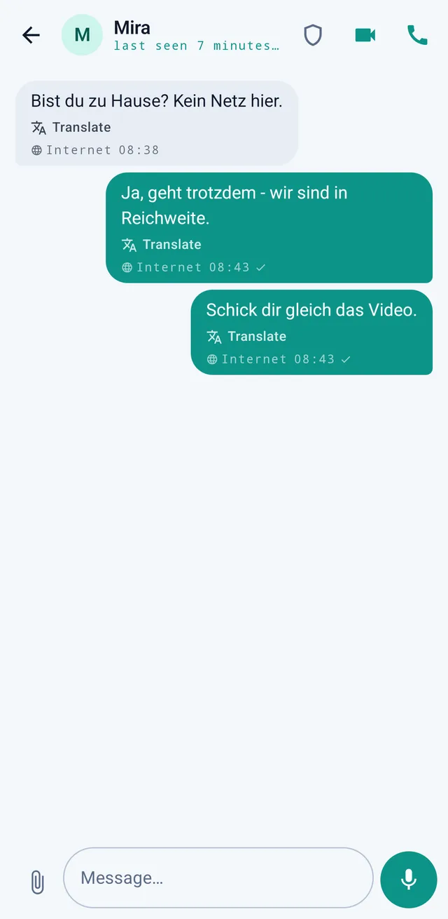 Screenshot from TalX: The chat