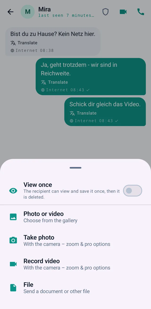 Screenshot from TalX: Attachments & “once”